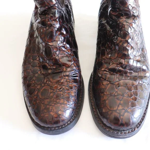 Donald J Pliner Leather Animal Print Moto Boots Brown Size 7.5M - Picture 7 of 9